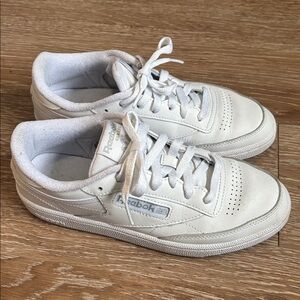 Women’s Reebok Club C 85 sneaker, white & gray, leather, size 8
